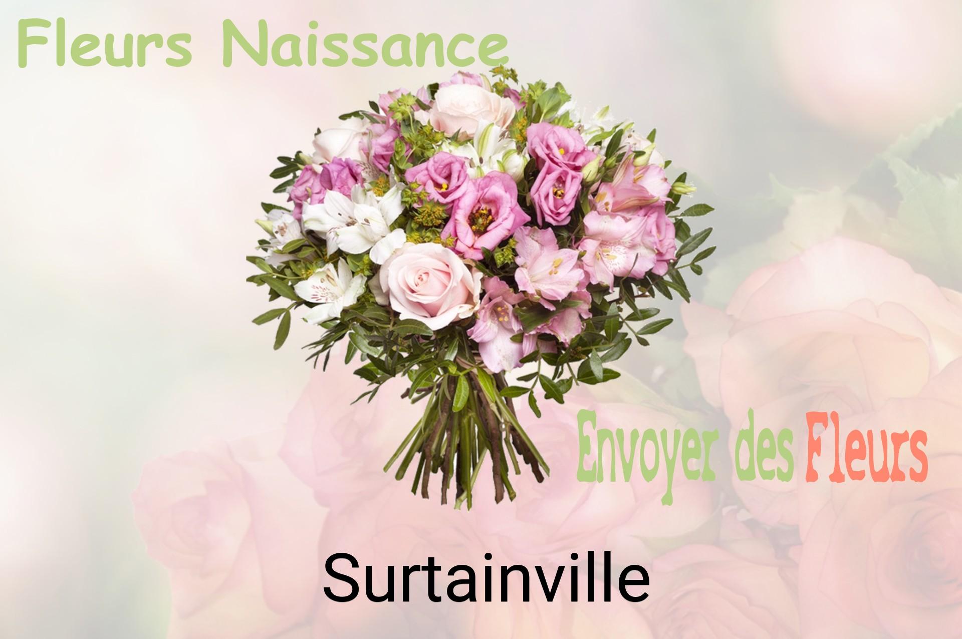 Bouquet de fleurs de naissance livré à Surtainville