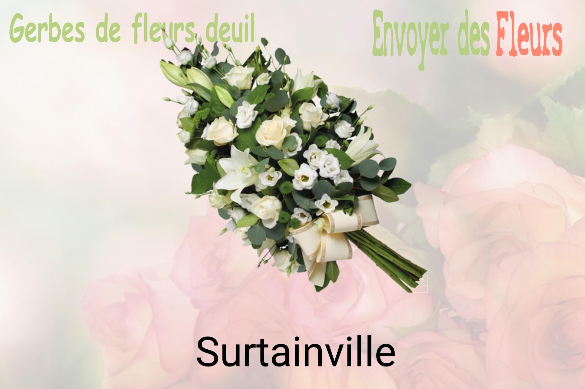 Gerbe de fleurs de deuil livrée à Surtainville